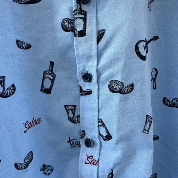 NWT Point Zero Black Label Semi Fit summer party s/s button down (Unisex S/M) - Picture 3 of 5